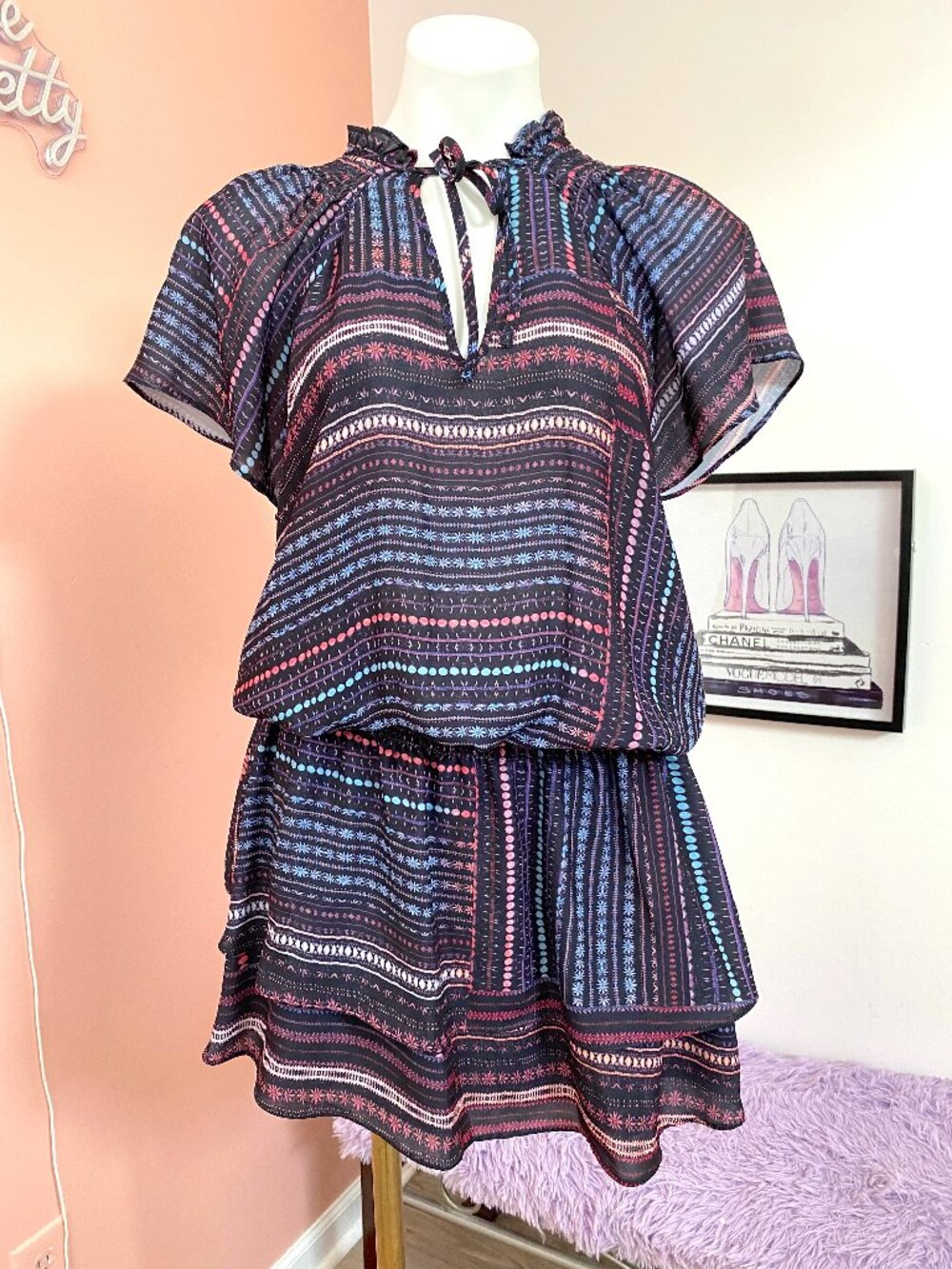 Parker Style P8B3941PGP Patterned Dress NWT Size Large